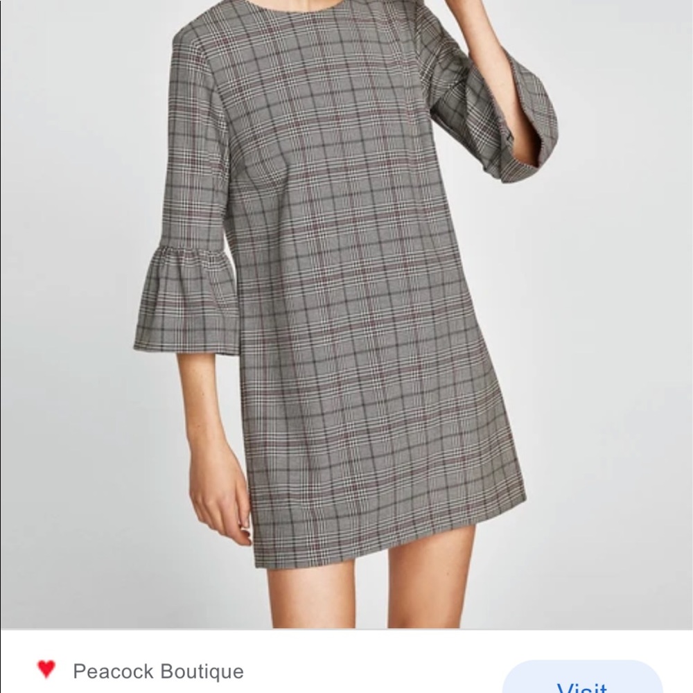 Zara Woman Plaid Shift Dress